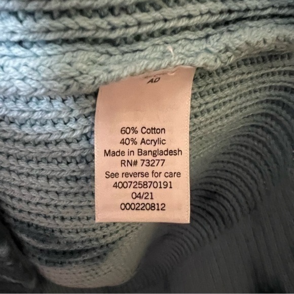 Sonoma Womens Plus Size Cotton Blue Cable Knit V Neck Sweater - Picture 6 of 7